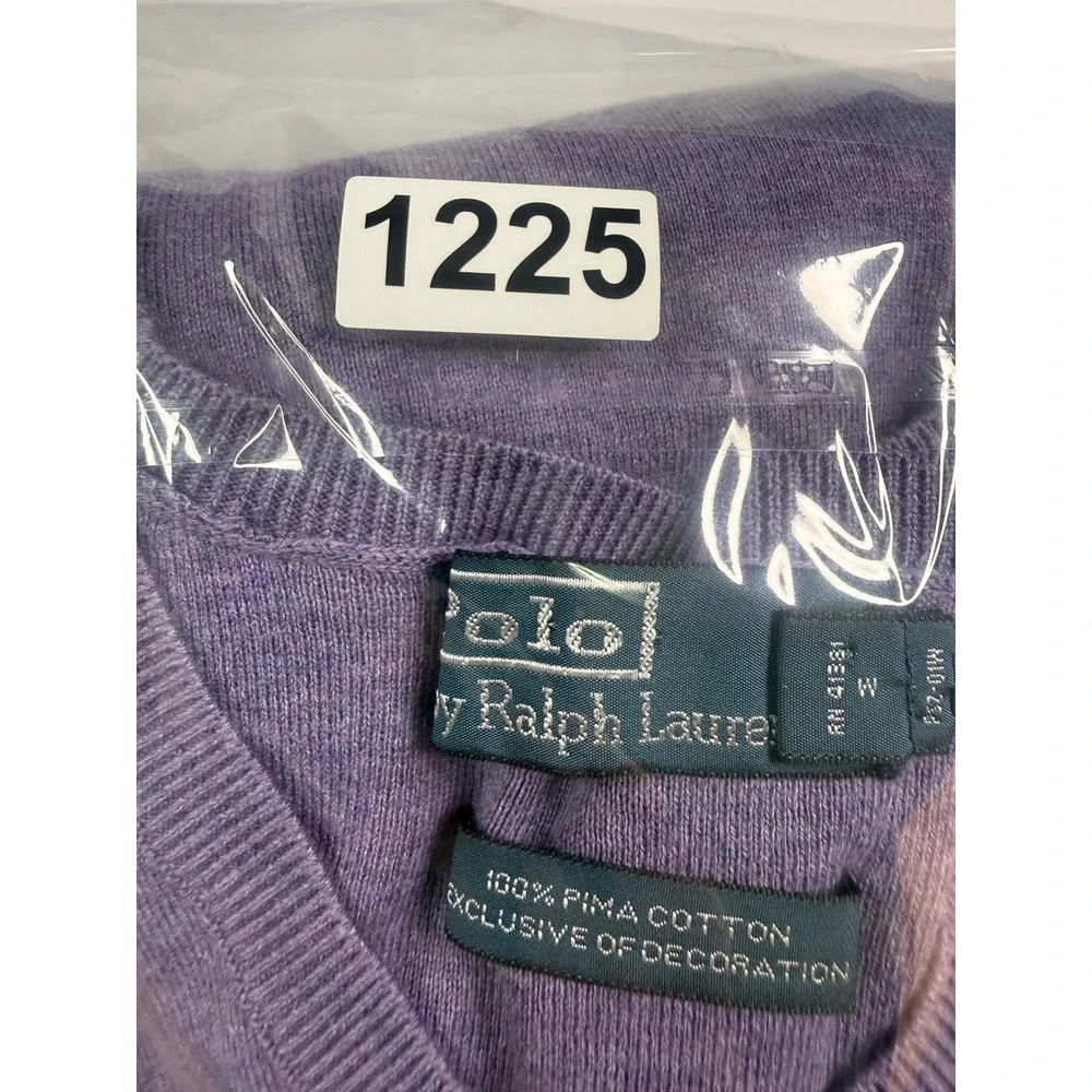 Polo Ralph Lauren V-Neck Sweater Mens XL Purple‎ Pima Cotton Long Sleeve Logo
